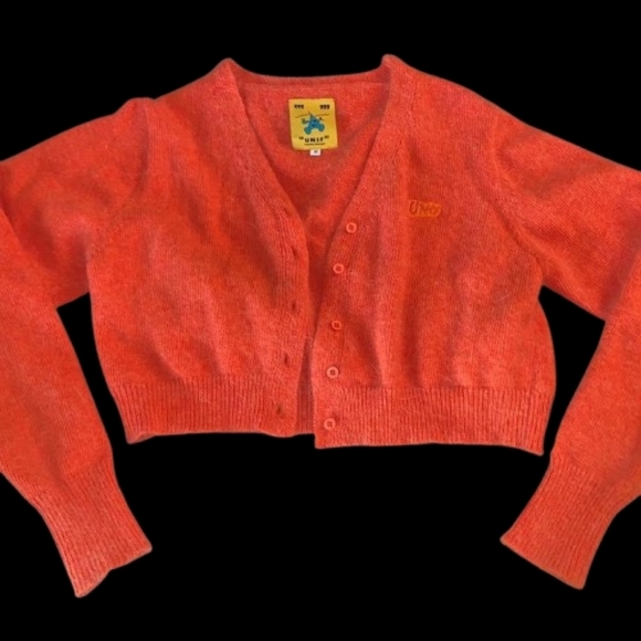 UNIF Liv Cropped Cardigan Sweater Orange - Picture 1 of 11